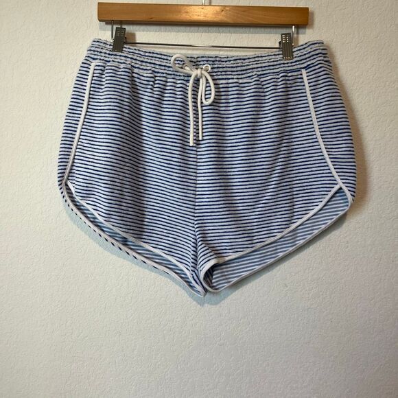 Solid & Striped The Poppy Lapis Blue Striped Terry Cloth Shorts Size Large NWT - Picture 1 of 5